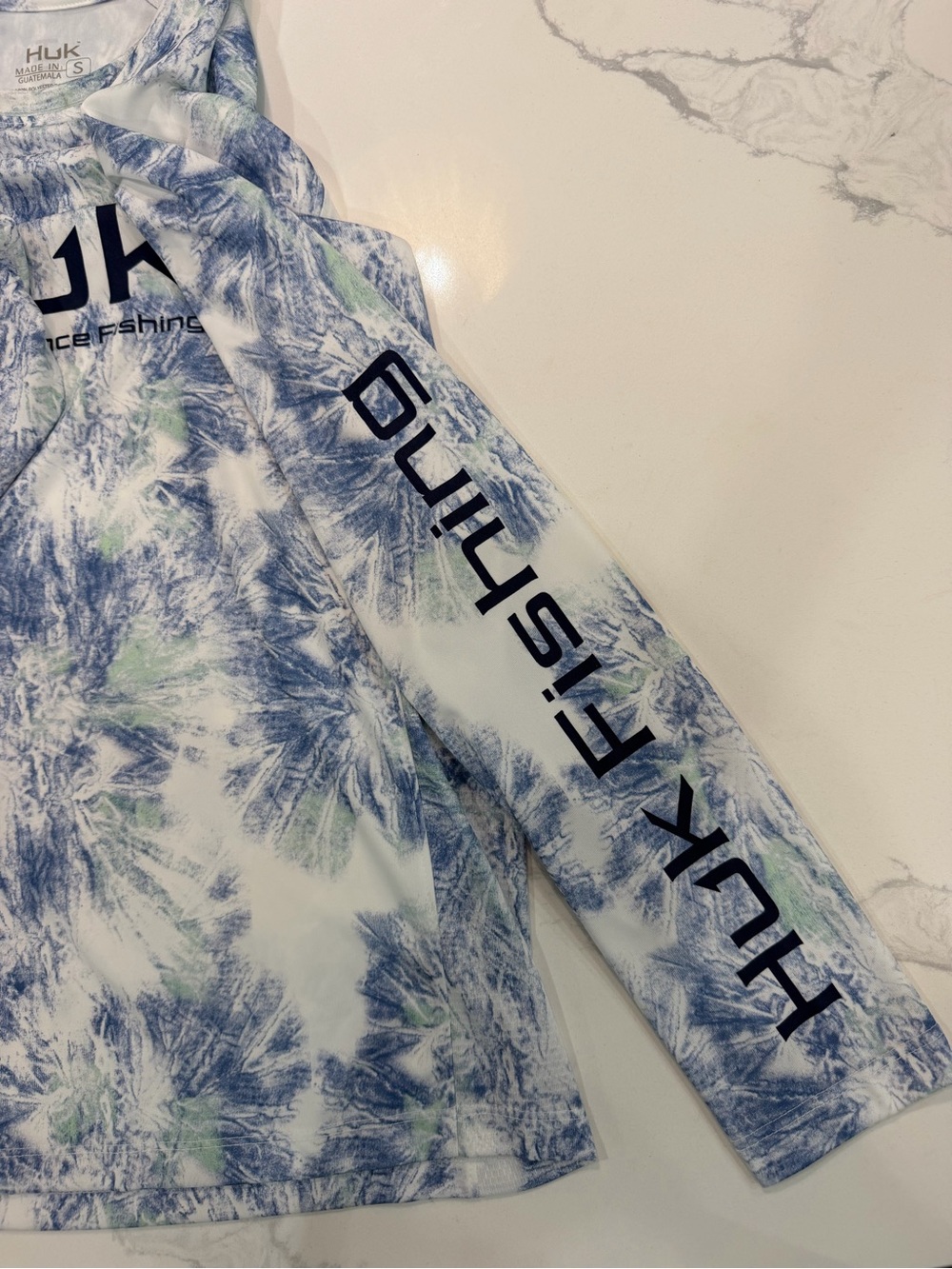 Huk Tie-Dye Performance Long Sleeve Shirt - Blue & Light Green - Picture 3 of 4